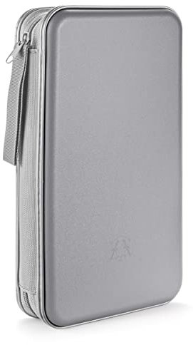 LIOVODE DVD-Tasche,96 Kapazität CD-Hülle Halter Lagerung Veranstalter Hartplastik Schutz Disc-Geldbörse für Auto (96 Kapazität, Grau 96)