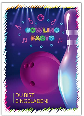 Junaversum 12 Einladungskarten zum Kindergeburtstag Mädchen Jungen Bowling Bowling-Party