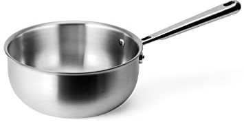 Misen 2 QT Stainless Steel Saucier Pan with Lid - 5-Ply Steel Sauce Pan