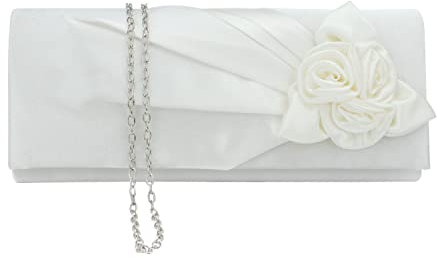 EVEOUT Satinblume Abend Clutch Handtasche für Damen Schultertasche Hochzeitsfeier Prom Geldbörse für Damen Brauttasche