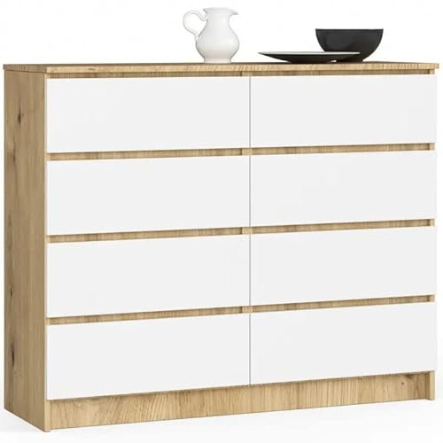 3E 3xE living.com Kommode, in Artisan Eiche & Weiß (B: 120 / H: 99 / T: 40) viele Farben und Großen
