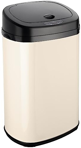 Dihl 30 Litre Cream Motion Sensor Bin with Stylish Black Lid – Modern, Touchless, Convenient and Hygienic Waste Management Solution for Kitchen, Office, Home, Bedroom