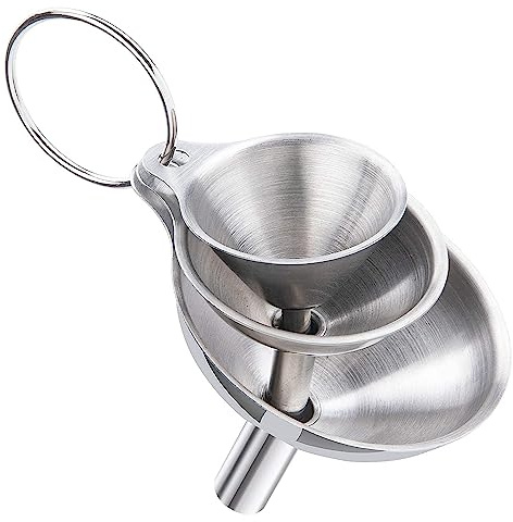INF Kleiner Trichter Set, 3 Stück Edelstahl Küchentrichter, 3 Größen, silberfarben