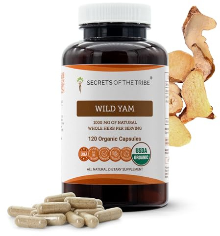 Secrets of the Tribe Wild Yam USDA Organic 120 Capsules | Made with Organic Vegetarian Capsules and Responsibly farmed Wild Yam (Dioscorea Villosa) Dried Root (120 Capsules)
