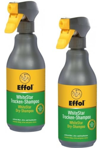 RL24 - Trocken-Shampoo WhiteStar – Pferdeshampoo – 2 x 500 ml (2er Set) | Haarewaschen ohne Wasser & spülen – entfernt Mist-, Urin- & Grasflecken – Mähnenshampoo für Pferde – Pferdepflege