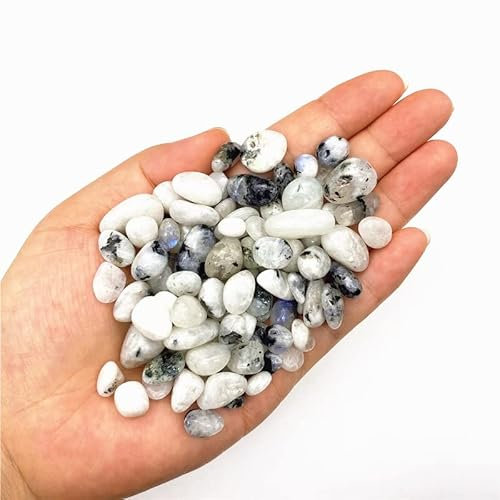 FOCCAR 50 g natürlicher weißer Mondstein-Kies, Bergkristall-Quarz, geeignet for Anordnen von Vasenfüllern, Aquariengärten und Brunnen Naturstein