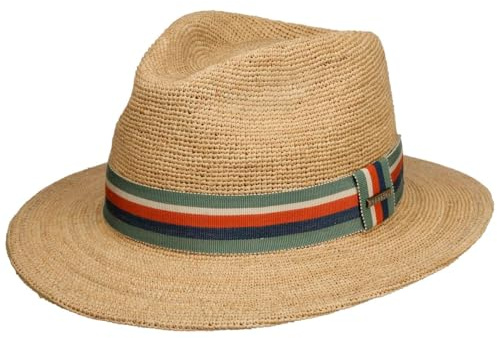 Stetson Littlefield Raffiahut Traveller Stil Naturfarbener Hut Luftig Handgefertigt Damen Herren Frühjahr Sommer Natur XXL (62-63 cm)