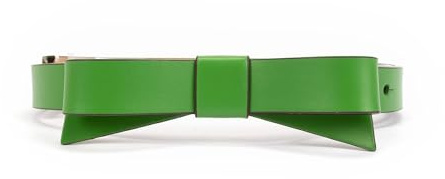 kate spade new york Women's .75 Inch Bow, Leather Belt Accessory with Adjustable Sizing, Green, S