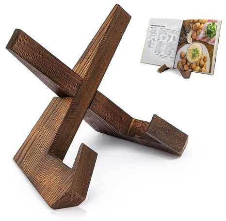 Recipe Book Stand, Portable Cook Book Stand Wooden Cookbook Holder Display for Hands Free Reading Cookery Kitchen Tablet iPad Magazines