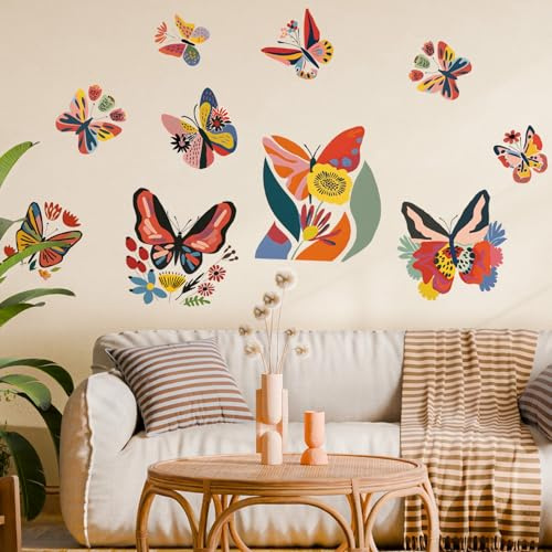 SHUCHING DIY Große Wandtattoo Retro Schmetterling, Wandaufkleber Bunte Schmetterling, Selbstklebend Wandsticker für Wohnzimmer Schlafzimmer Küchef Kühlschrank