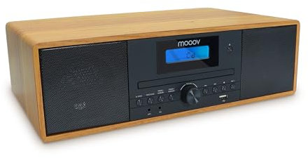 Mooov 477380 - Microcadena HiFi estéreo 50W Musicales, Reproductor CD, Bluetooth, Radio FM, USB, AUX-IN, RCA, Despertador, Mando a Distancia