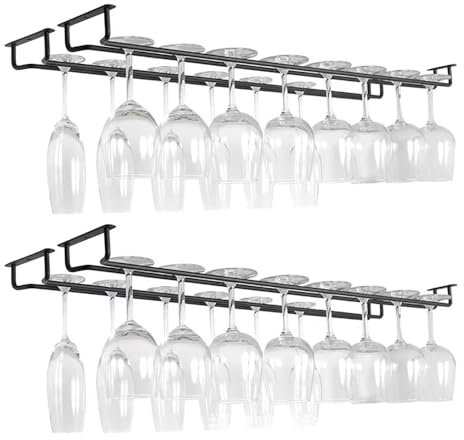Colgador de Copas de Vino,Soporte de Copas de Vino,Colgador de Copas Para Bar,4 piezas 40cm Soporte para Copas de Vino de Pared Con Tornillos Soporta 32-40 Copas para Familia, Restaurante, Hotel Bar