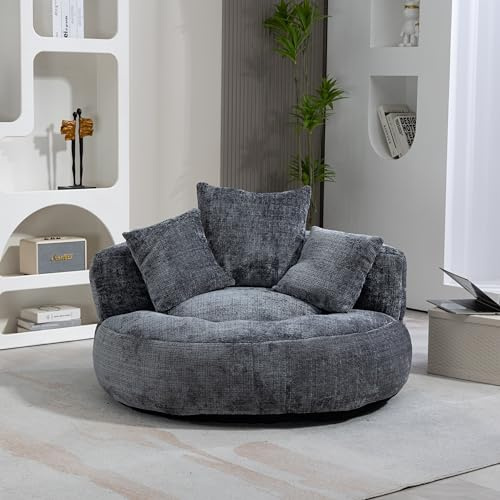 Lazy Sofa Durable Komfort Lounger hohen Rücken Sitzsack Stuhl Couch mit DREI Kissen für Erwachsene und Kinder, Indoor & Outdoor, Single Gaming Sofa Stuhl für Schlafzimmer, Büro (Grau Chenille)