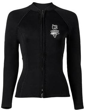 Freebily Womans 3mm Thermal Swim Shirts Sporty Wetsuit Jacket Scuba Diving Sailing Wading Bodysuits Black XL