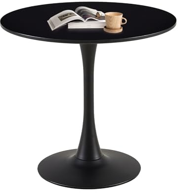buybyroom Esstisch Runde Küche Moderner Esstisch Kleiner Tisch für Küche Wohnzimmer Esszimmer Balkon, Runder Tisch 70x70cm, Schwarz