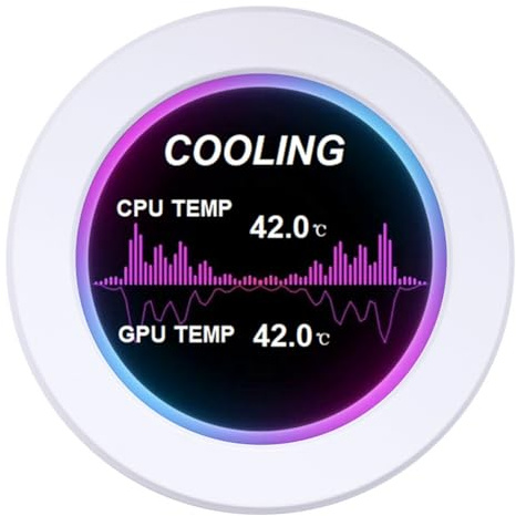 Uxsjakjsd Pantalla LCD IPS Redonda de 2,1 Pulgadas con Cobertura DIY, Refrigeración Líquida de 360° para PC, CPU, GPU, Monitor para Aida64, Color
