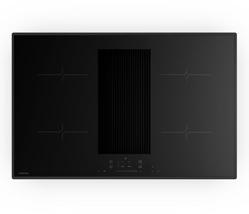 Klarstein Velaire Plaque Induction avec Hotte Intégrée - 4 Zones, 8400W Boost, Curseur Tactile, Minuterie, Sécurité Enfants, Détection Casseroles, Verre Noir 80cm, Plaque Cuisson Hotte Intégrée
