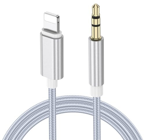 Oumida 1M Aux to Lightning Cable for iPhone Aux Cord for Car, Lightning to 3.5 mm Headphone Jack Adapter Male Aux Stereo Audio Cable Compatible with iPhone SE/11/11 Pro/XS/XR/X 8 7 iPad/iPod