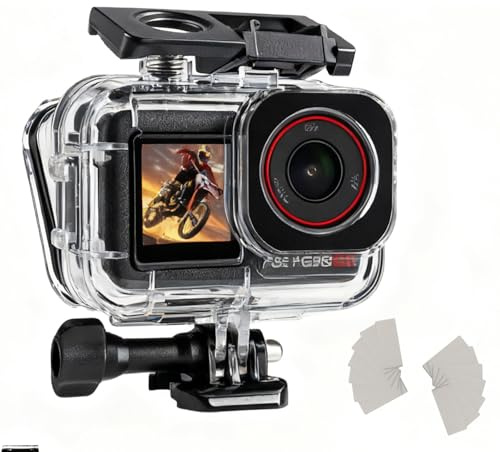 VOSSOT Wasserdichtes Gehäuse für DJI Osmo Action 5 Pro/Action 4/3 50M/164FT Perfekt für Unterwasserfotografie und Reisezubehör Case mit Antibeschlagfolie Dual Cold Shoe Design & Aufbewahrungsbeutel