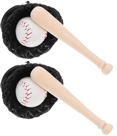 Vaguelly 2 Juegos de Mini Pelotas de béisbol: Kit de Mini Bate y Pelota de béisbol - Accesorios Deportivos para Casas de muñecas, Figuras y decoración de microestadios al Aire Libre