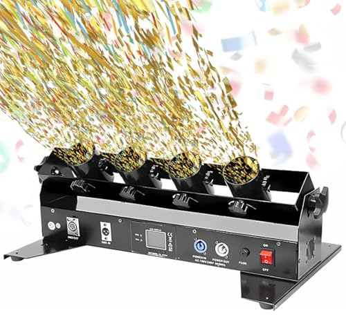 Oiyekntd Lanceur de confettis à 4 Coups, Canon à confettis, Machine à confettis, télécommande DMX, Canon à confettis en Papier électrique pour Mariage, discothèque, Spectacle, scène, fête