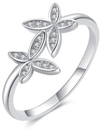 KnSam Platinum PT950 Pärchen Ringe Echte Goldschmuck, Schmetterling Freundschaftsringe mit Diamant, Partnerringe Platin, Gr.57 (18.1)