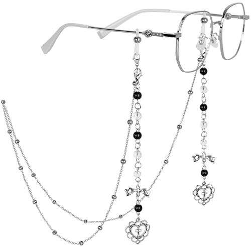 HONZUEN Brillenkette Damen, Ästhetik Perlen brillenkette, Edgy Brillenhalter, Verstellbare Brillenband für Sonnenbrille Lesebrille Sport, Mode Brillen accessoires