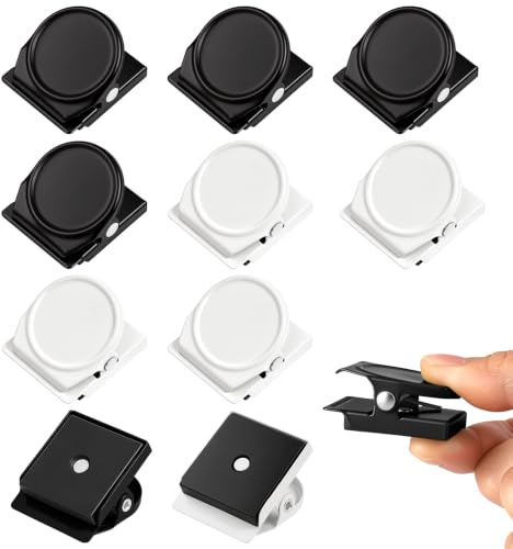Alaoo Clips Magnétiques, 8 pcs Clips Magnétiques en Métal Aimant de Réfrigérateur Clips, Pince Aimantée pour RéFrigéRateur & Tableau MagnéTique, Fixation SûRe pour Maison Bureau éCole