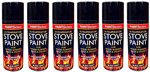 High Temperature Black Matt Stove Spray Paint Food Burners BBQ'S & Stoves 400ml (6)