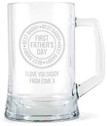 The Gift Experience Personalised Best Daddy 1st Father's Day Glass Tankard, Personalised Gifts, Pint Glass
