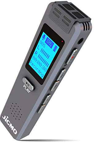JiGMO 180 Hrs Battery Voice Recorder - Dictaphone 8GB Expandable by Additional 32GB - Password Protected - Built-in Microphone with Playback - JVR32-8G