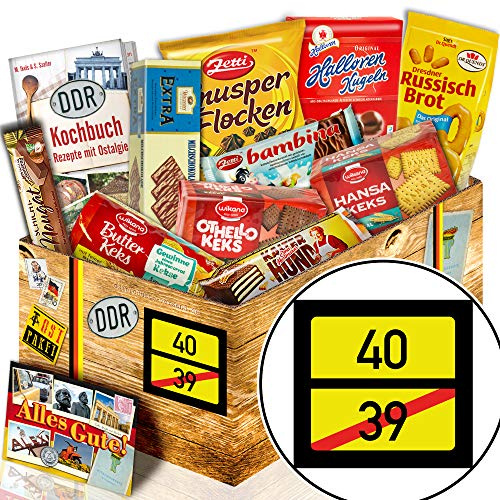 Keks Geschenkset/DDR Box/Ortsschild 40 / Geburtstagsgeschenke 40