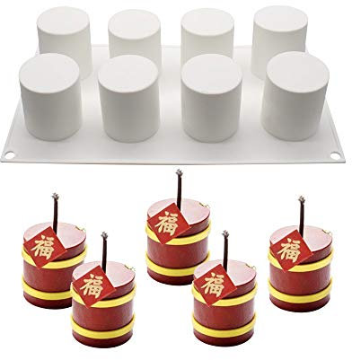 molde chocolate, moldes silicona 3d para postres pudín chocolate, 8 cavidades Forma de Cilindro alto