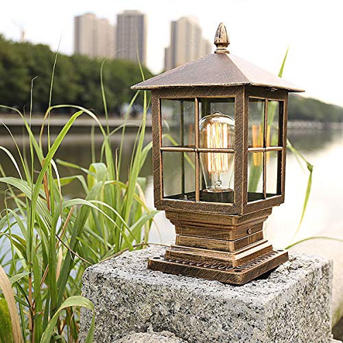 GDLight Outdoor Wasserdicht Pfosten Lichter Weg Siederkolonne Lampe Aluminium Rostfreie Pillar-Licht-Wand-Garten-Licht-Tor-Lampe für Rasen-Garten-Landhaus-Tür,Bronze