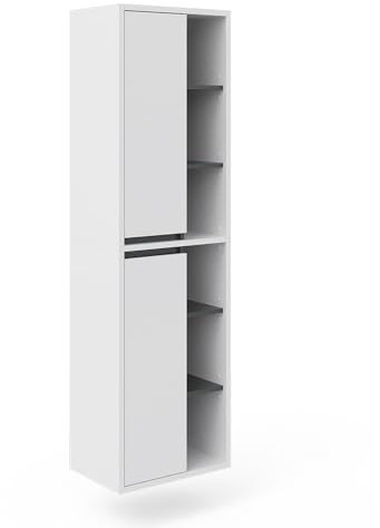 Vicco Badschrank Weiß Viola 50x170x33 cm - Wäscheschrank, Leichte Reinigung des Bodens Dank wandhängender Montage