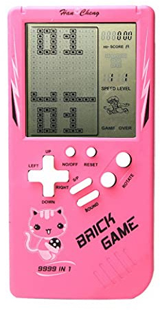 Retro console di gioco in mattoni a grande schermo 9999 in 1 Carro armato/corsa/tiro Gioco di puzzle casual Difficoltà/velocità regolabile piccolo e facile da trasportare migliori regali (Rosa)