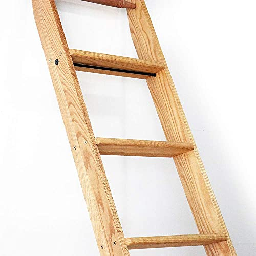 Quite Guide Library Ladder Kit Wooden Ladder 8 Foot 9 Foot 10 Foot Red Oak Unassembled (7.7 Foot)
