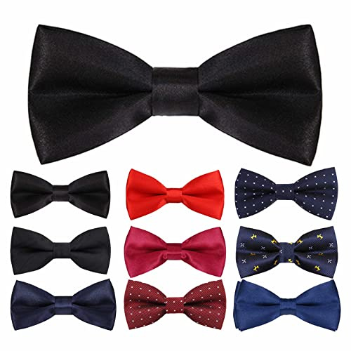 Probuk Barn fluga 10 x 5 cm klassisk polyester enfärgad justerbar rosett med elastisk krokstängning Fancy släta flugor för bröllopsfest/avslappnad/formella/affärstillfällen, svart, one size
