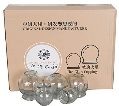 ZHONGYAN TAIHE Glass Cupping Set Professional Cupping Therapy Set 12 Pieces Glass Fire Cupping Jars Thick Glass Cupping Set for Massage Back Relieve Fatigue