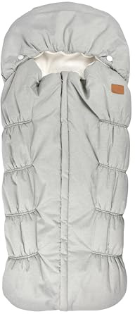 BÉABA, Fußsack für Babys Kinderwagen, 100% wasserdicht, winddicht, Double Fleece Ultra Warm, TOG 6, 3- und 5-Punkt-Gurtführung, Bedeckende Kapuze, Reißverschluss, 6-24 Monate, Grau