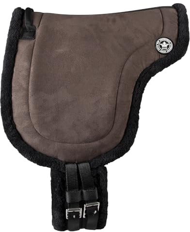 PFIFF 103004 riddyna, barebackdyna, trädlös ridkudde av velourkonstläder och fuskpäls, sadelkudde inkl. sadelrem, brun, shetty