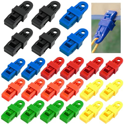 FINEASY 24 Piezas Clips para Lonas, Clips para Lona de Tienda de Campaña, Juego de Clips para Lonas Tensores de Lonas, Accesorio para Lonas, Multi Purpose Tarp Clip Tent Clips