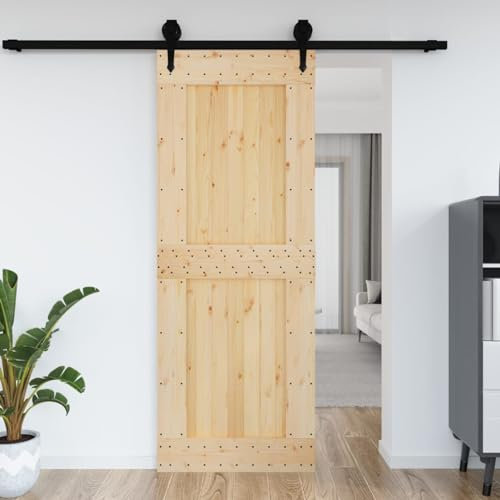 Rantry Mueble de 85 x 210 cm de madera maciza de pino, puerta de entrada, puerta de entrada exterior para exteriores, jardín, terraza
