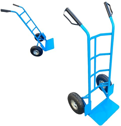 Hand TROLLEY Sack Barrow Truck with Hand Protection on 2 Soft Pneumatic Wheels with Guards Load upto 250kg on High Back Heavy Duty Steel Frame - Sack Truck Platform for Retail, Warehouse, Office, DIY