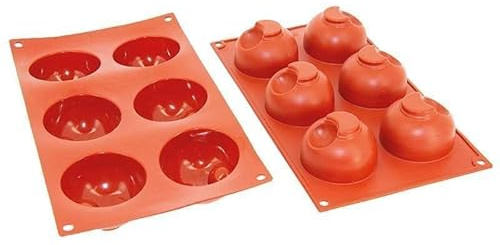 Deco Relief – Molde de silicona 6 esferas huecas d.67 x 40 mm – Molde para tartas de pastelería – Material profesional, 8 hornos pequeños