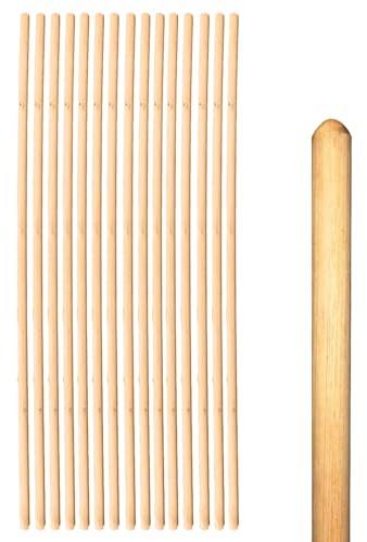 Wooden Broom Handle Stick Replacement Wood Handle Heavy Duty Durable Wood Broom 48 inces (120 cm) Long Mop Handle 15/16 (23/24mm) Diameter Broomstick Wooden Pole Only (Pack of 15, 15/16 (23/24mm))