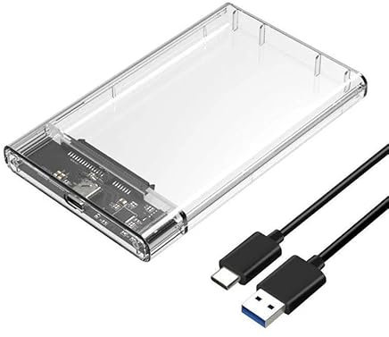 Caja de disco duro USB 3.1 Gen 2 para disco duro SATA III de 2.5 pulgadas, cables USB-C a USB-C y USB-C a USB-A incluidos.