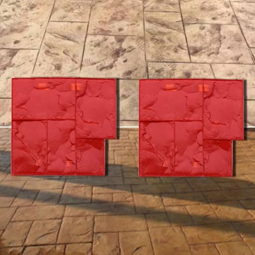 Stampi per Cemento Effetto Pietra 2 Tappetini Floppy con Motivo a Piastrelle in Pietra, Percorsi Paesaggistici Stampi per Timbri in Cemento per Stampa / Cesellati, Pelle Texturizzata in Cemento Realis