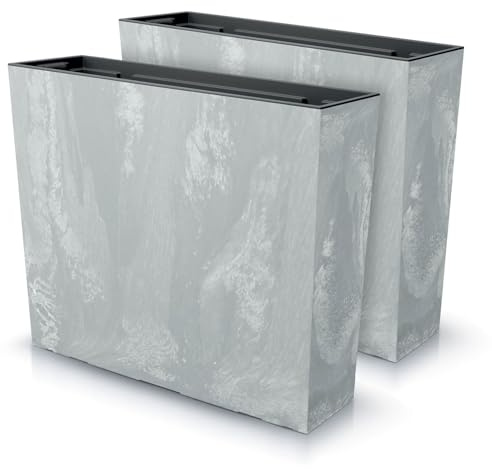 IMJ-Global - Pot de Fleur Interieur Exterieur Beton Effect (58x18x 49,8 cm - 44 litres) Bac Plastique Rectangulaire pour Plante. Pots de Fleurs pour Décorer la Maison ou être Exposé à l'Extérieur