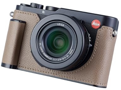 SIUTATDSH Camera Half Case for Leica D-LUX 8, Vintage Metal Genuine Leather Instant Camera Protective Cases Stylish Portable Shockproof (Grey)